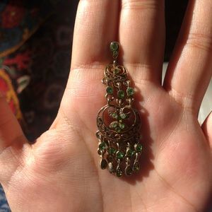 Gold & Green Long Earrings